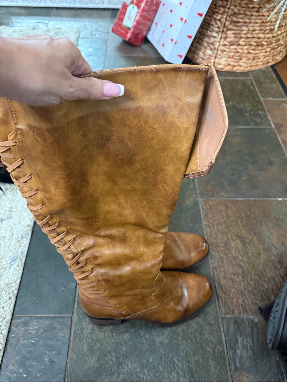 torrid Cognac Lace-Up Over-the-Knee Heeled Boots